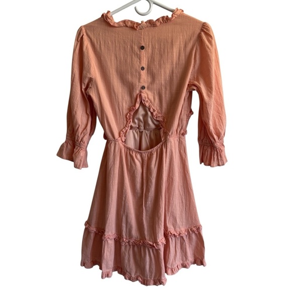 Pink Lily Ruffle V-Neck Open Back Mini Dress, Size S - Picture 6 of 8